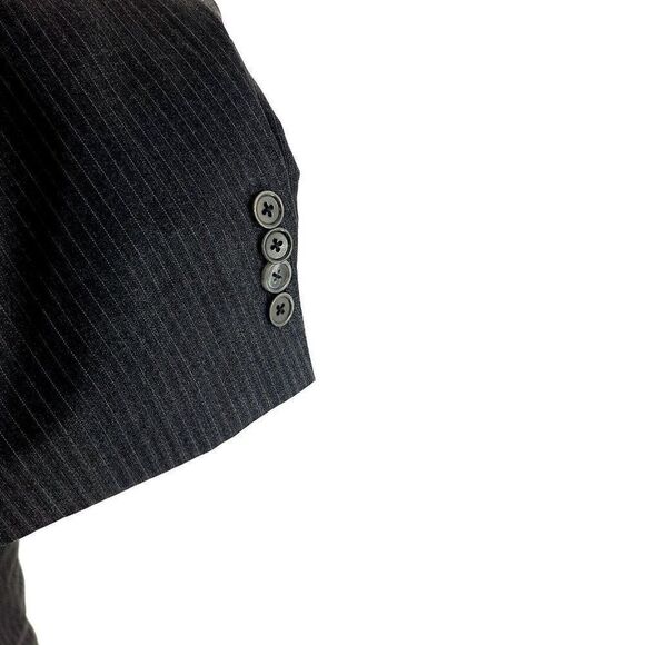 Jos A Bank Signature Gold Wool 2 Button Suit Jacket 46R Gray W Blue Gray Striped - Picture 3 of 12